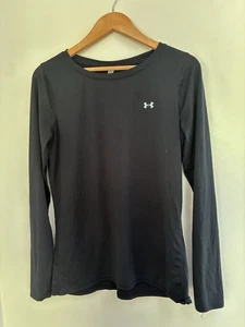 Under Armour HeatGear Men's Solid Black Fitted Polyester Long Sleeve Shirt Small - Picture 1 of 5