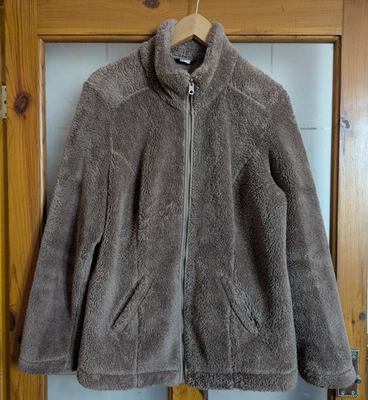 M&S Size 16 Brown Soft Fluffy Zip Long Sleeve Fleece Jacket - Image 1 of 4