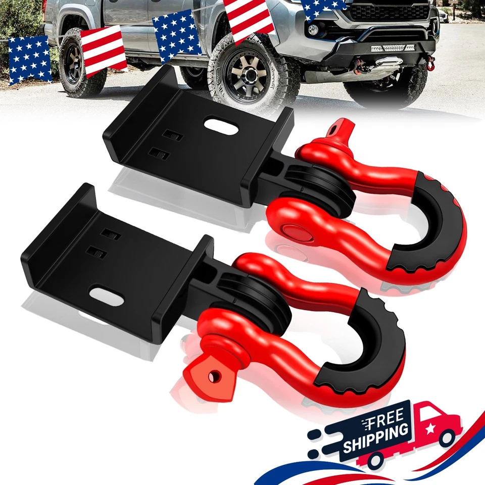 Front Demon Tow Hook Mounting Bracket with 3/4" Shackles Fit for Toyota Tacoma Foto 1 de 4