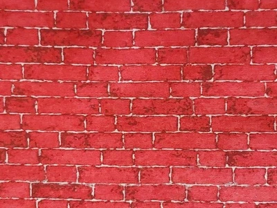 Cotton Fabric Red Bricks Stone Walls Landscapes Print 1 yard x 44" Wide - Image 1 of 4