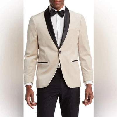 NWOT Savile Row Co. Satin Lapel Velvet Blazer  Size 40S - Image 1 of 4