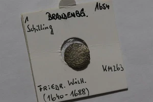 🧭 🇩🇪 GERMANY BRANDEN.-PRUSSIA SCHILLING 1654 SILVER B86 ZA50 - Picture 1 of 4