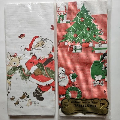 Lote De 2 Manteles De Papel De Navidad De Colección Nuevo De Lote Antiguo Sello y Gibson 60x102" Foto 1 de 4