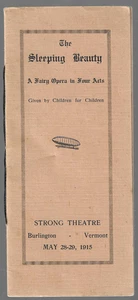 Burlington Vermont Strong Theatre 1915 A Fairy Opera The Sleeping Beauty - Picture 1 of 3