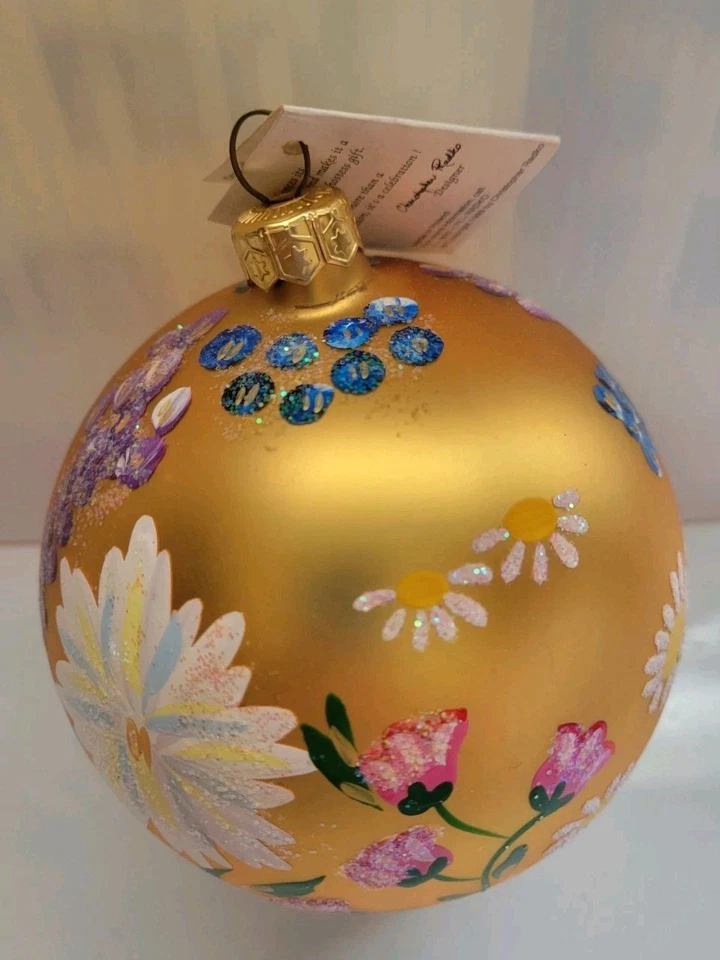 Christopher Radko 1996 Jardín Inglés Vidrio Adorno Navidad 4" Bola De Colección Foto 1 de 4