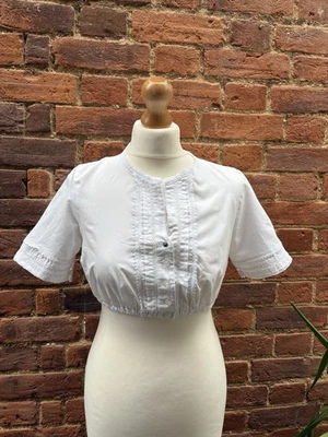 Country Line White Trachten Dirndl Cropped Milk Maid Peasant Top 8 — 第 1/4 张图片