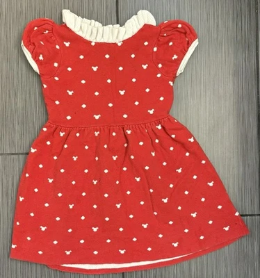 Janie And Jack Disney Minnie Mouse Dot Dress Size 4 Red/White Cotton - Image 1 of 4