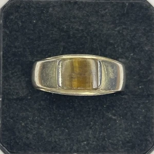 Anillo de plata esterlina 925 vintage con diseño de piedra de ojo de tigre 5,2 gramos talla 9 - Imagen 1 de 3