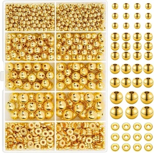 1250 Stck. Gold Zwischenperlen zur Schmuckherstellung - runde & flache Perlen für Armbänder - Bild 1 von 9
