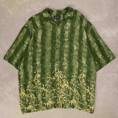 Camisa Hawaiana Vintage Años 90 Estampado Bambú XL Hecha en Corea Para Hombre Estampado Verde Foto 1 de 4