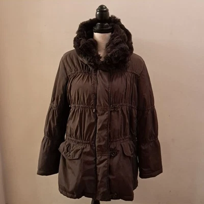 Abrigo de pato azul para mujer grande L marrón aislado en capas acogedor piel de conejo invierno Foto 1 de 4