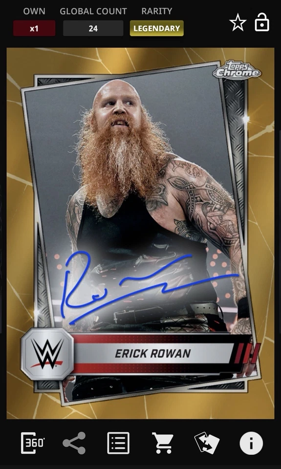 Erick Rowan - Gold Signature 50cc - Topps Slam WWE Chrome 25 Digital - Image 1 of 1