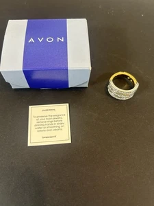 Avon Convertible Gold Tone Gemstone Ring Sz 8 - Picture 1 of 7