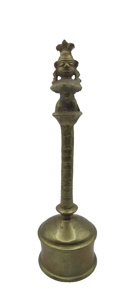 Antigua estatuilla campana budismo templo 10" Buda de latón de colección SONIDO DURADERO Foto 1 de 4