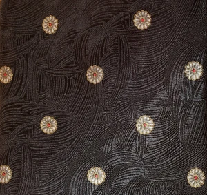 BRIONI ~ CORBATA DE VESTIR DE SEDA PARA HOMBRE ~ NEGRA con MEDALLÓN DE PLATA ~ 60" - Imagen 1 de 4