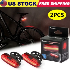 2-Pack LED Bicycle Cycling Tail Light USB Rechargeable Bike Rear Warning Light - Picture 1 of 12