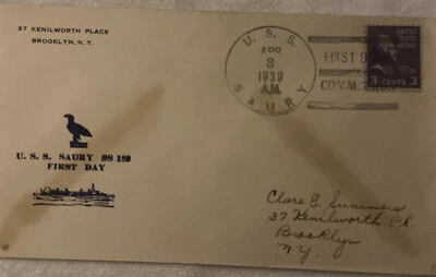 USS Saury SS 189 (April 3, 1939) FDC Brooklyn, NY - Image 1 of 4