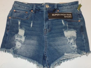 JUNIOREN, MADDEN GIRL, BLAUE JEANSSHORTS, CUTOFF, NEU, GRÖSSE 9, SUPER HOHER BUND - Bild 1 von 3