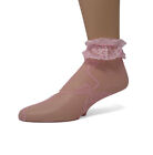 EMEM Apparel Women's Solid Colored Lace Anklet Socks Stockings with Ruffle