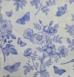 TWO Individual Paper Cocktail Decoupage Napkins - 2607 Spring's Shade of Blue - Afbeelding 1 van 2
