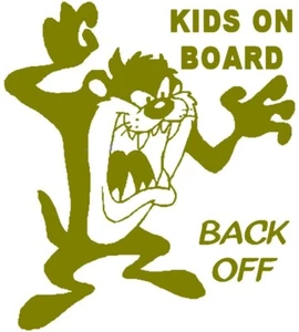 12 x 9 CM Approx Kids On Board Taz Back Off Bumper Decal Vinyl Car Sticker Gold - Picture 1 of 3