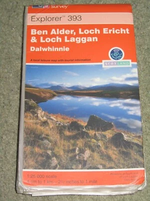 Ordnance Survey Explorer 1:25,000 Sh 393 Ben Alder & L. Laggan, Laminated, 2001 - Image 1 of 2