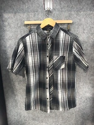 Tony Hawk Short Sleeve Button Up Shirt Men's Size S Black Plaid - Image 1 of 4