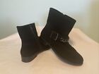 Vionic Cresent Black Suede Ankle Boots Buckle Side Zip Women's Size 7.5