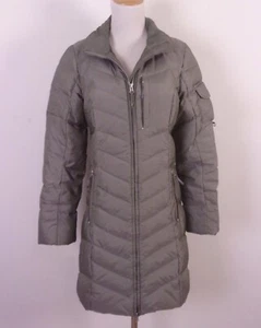 EUC Eddie Bauer Solid Gray/Taupe Women's Down Puffer Coat Jacket Parka SZ XS - Picture 1 of 4