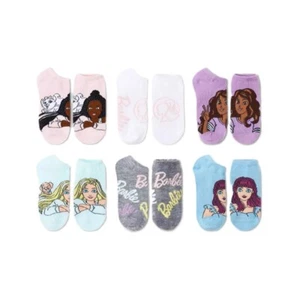 Girls' 6 Pack No Show Socks Barbie Size S-L - Picture 1 of 4