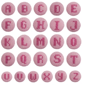 1 x Alphabet Button Cross Stitch Fuchsia On Pink 40 Lignes 25mm Craft Buttons - Picture 1 of 27