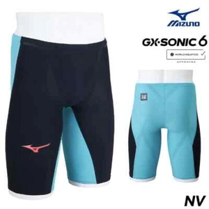 MIZUNO Men's Swimsuit GX-SONIC 6 NV Blue N2MBA501 World Aquatics Approved Size M - Picture 1 of 8