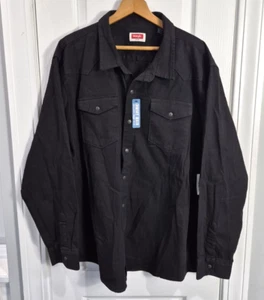 Wrangler Denim Shirt Mens 3XL Black Slim Fit Pearl Snap Cowboy Western Wear NWT - Picture 1 of 9