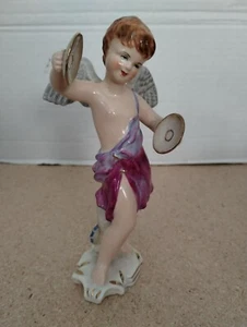 6 3/4" Wedgwood Angel Cherub Figurine Playing Cymbals - Picture 1 of 6