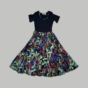 Draper's & Damon's rainbow butterfly summer cotton sun dress midi / maxi size S - Picture 1 of 8