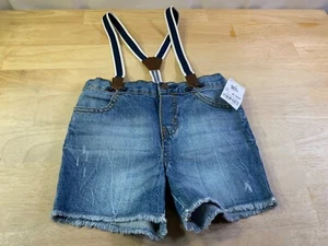 New Baby Boy's Baby B'gosh Denim Shorts with Attached Suspenders Sz 18-24 Mo* - Picture 1 of 4