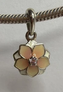 Retired Pandora Magnolia Bloom Enamel Pink Sterling Silver 925 Charm 792086PCZ - Picture 1 of 3