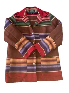 Ralph Lauren Country Vintage ‘80s Serape Southwest Wool Blend Blanket Jacket Men - Picture 1 of 9