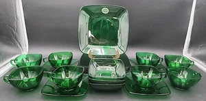 19-Forest Green Depression Glass Anchor Hocking Plates, Bowls, Cups & Saucers  - Picture 1 of 21