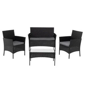 Set da giardino 4 pezzi Antracite Rattan sintetico con struttura in acciaio - Foto 1 di 1