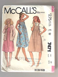 1980's McCall's Maternity Jacket,Jumper,Sundress,Blouse Pattern 7471 10 UNCUT - Picture 1 of 2