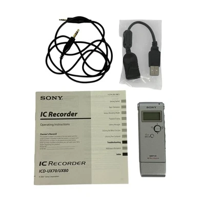 Vintage Sony MP3 IC Recorder ICD-UX70 Voice Recorder Accessories Tested Working - Image 1 of 4