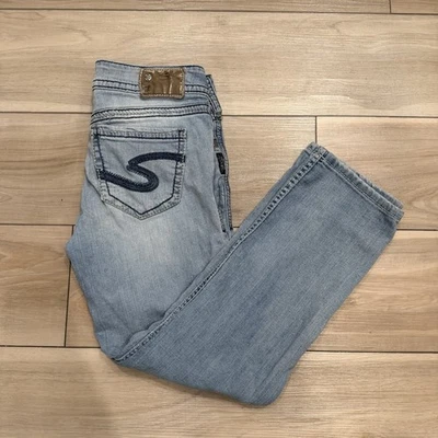Pantalones de mezclilla Silver Jeans Co. Suki Capri para mujer talla 27 W27 lavado claro tiro medio Foto 1 de 4