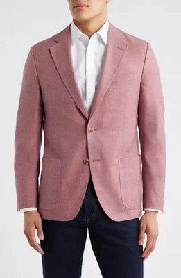 PETER MILLAR Hyperlight Soft Pink Mélange Wool Silk Linen Sport Coat, 46 R -$895 - Image 1 of 4