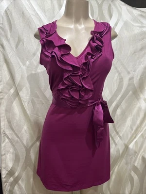 Mini Vestido Tejido Jersey Three Hearts Púrpura Y2K Coqueto Violeta Volantes Foto 1 de 4