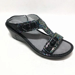 Alegria Lara schwarze Leder T-Riemen Keilsandale Größe 38 US 8 - Bild 1 von 14