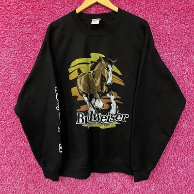 Comida Chatarra Budweiser Neón Clydesdale Rey de Cervezas Cuello Redondo Sudadera Grande Foto 1 de 4