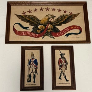 Juego de 3 - KayDee John L Gieroch "E Pluribus Unum Eagle" Estampado Lino Enmarcado De Colección - Imagen 1 de 24