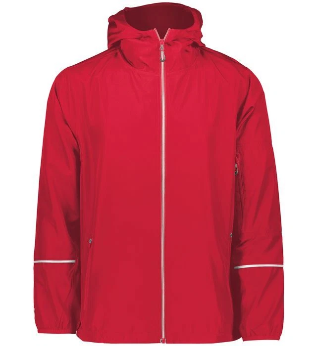 MEN'S PACKABLE WINDBREAKER, WIND JACKET, HOOD, RESISTS WATER, REFLECTIVE, XS-4XL - Image 1 of 1