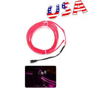 Pink 2M LED EL Wire Neon Decor Lamps Lights String Strip Car Interior Atmosphere - Picture 1 of 12